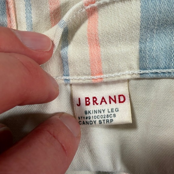 J BRAND Skinny Leg Candy Stripe Jeans Women's Size 27 Pastel Stripes - Picture 4 of 8